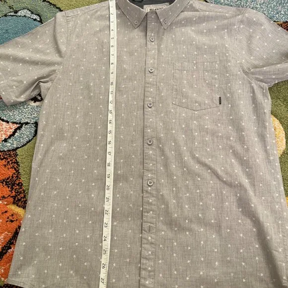 Billabong men’s gray palm tree print button front short sleeve shirt size L - Picture 2 of 6